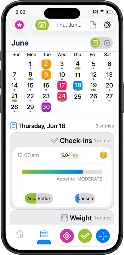 Pokii calendar with shots and check-ins